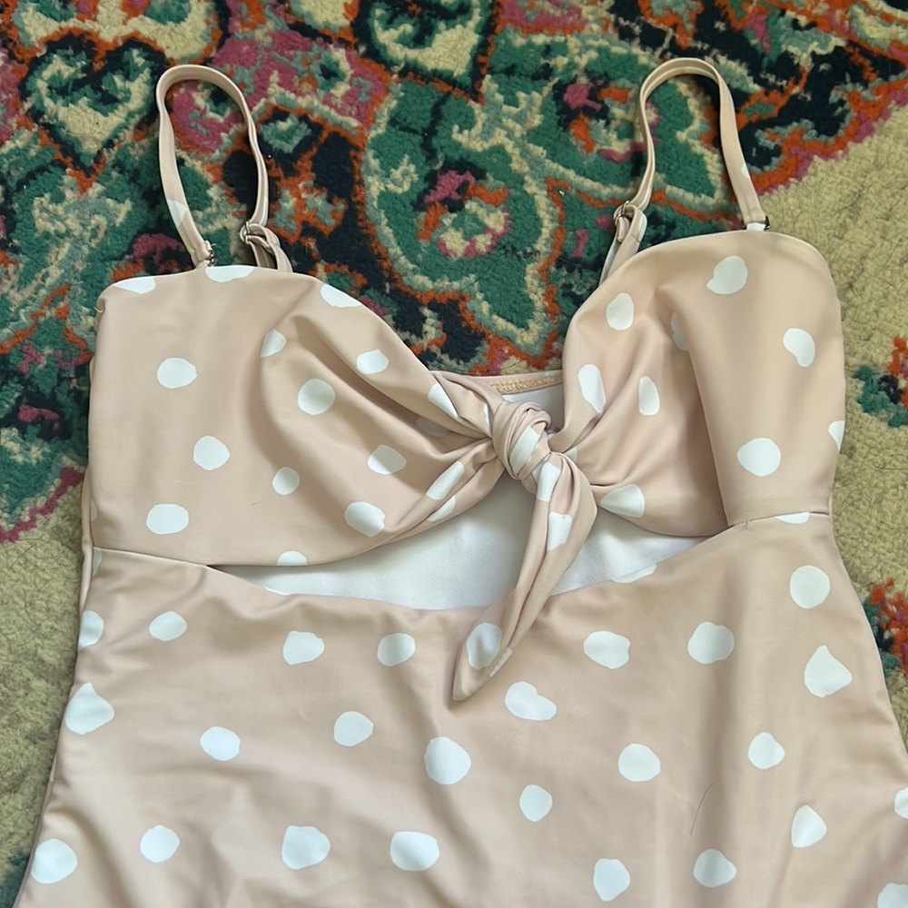Pink Lily Cream + White Polka Dot Bikini - Picture 2 of 6